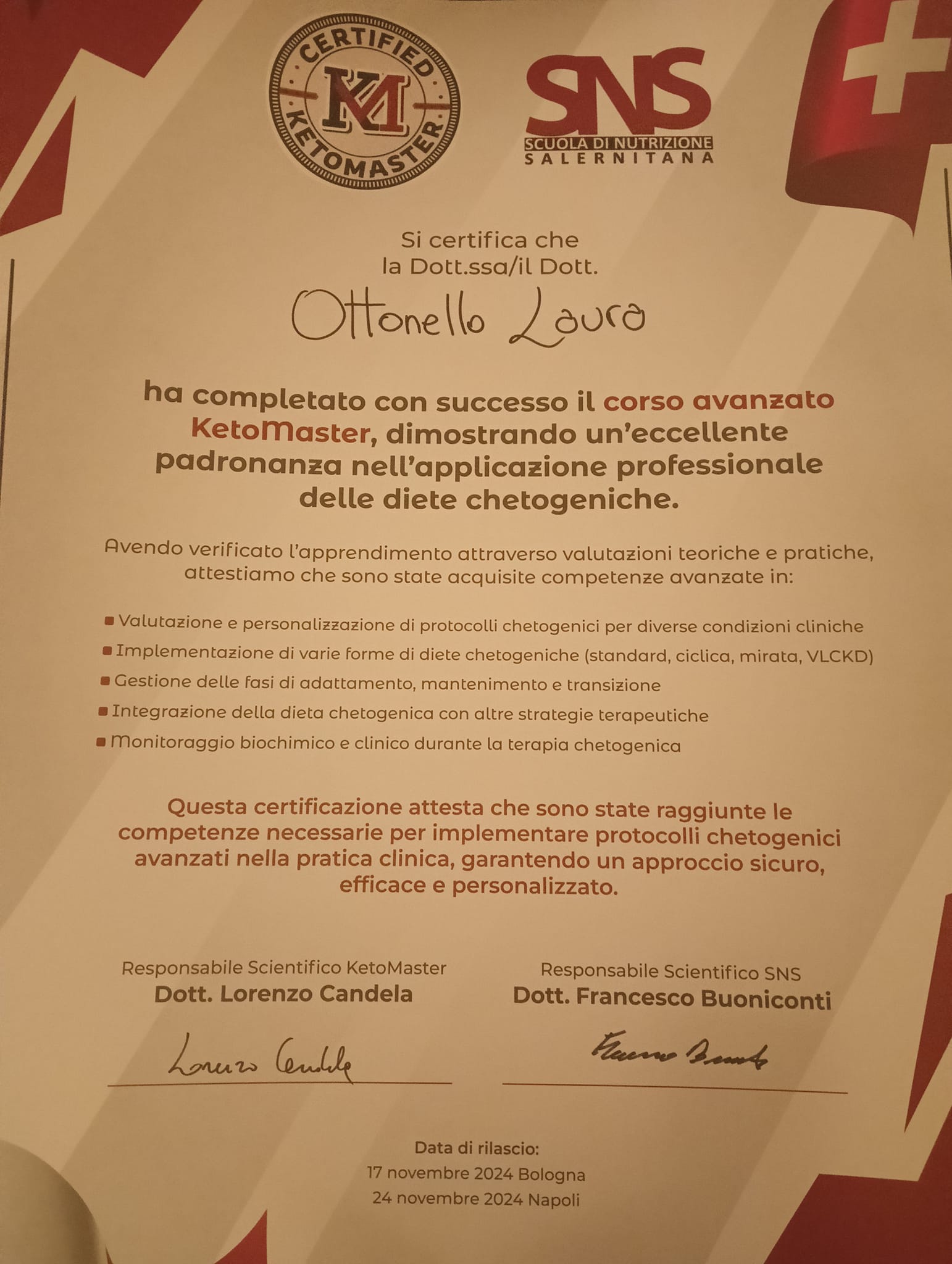 KETO MASTER CERTIFICATO